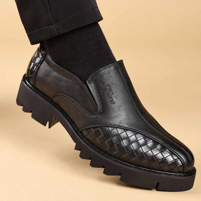 Men Shoes Prada - 남성용 블랙 가죽 신발, 두꺼운 바닥