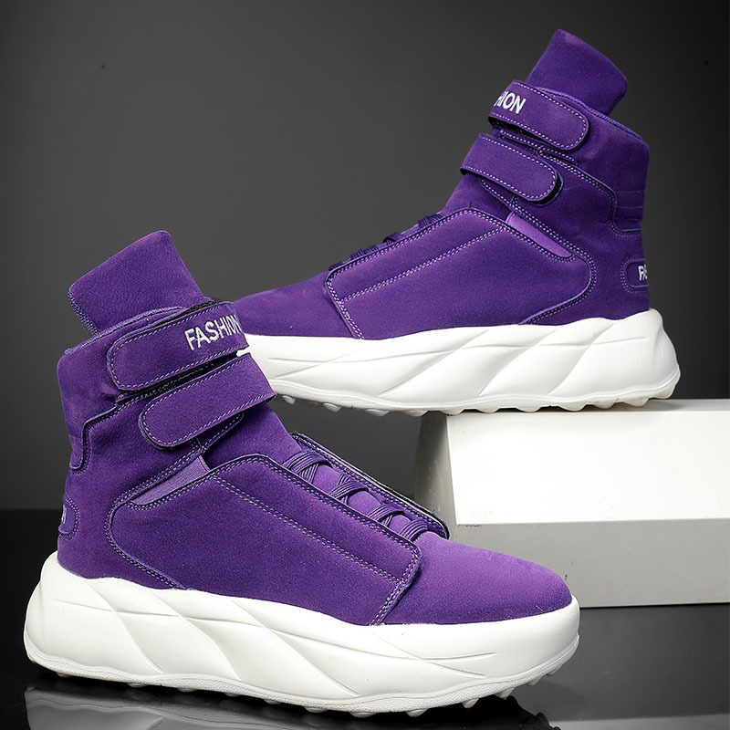 Men'S Shoes With Velcro - 2026 퍼플 하이탑 스니커즈 남성 벨크로
