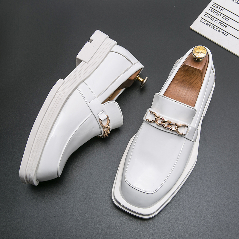 Men Shoes Prada - 남성 럭셔리 화이트 로퍼 가죽 신발,