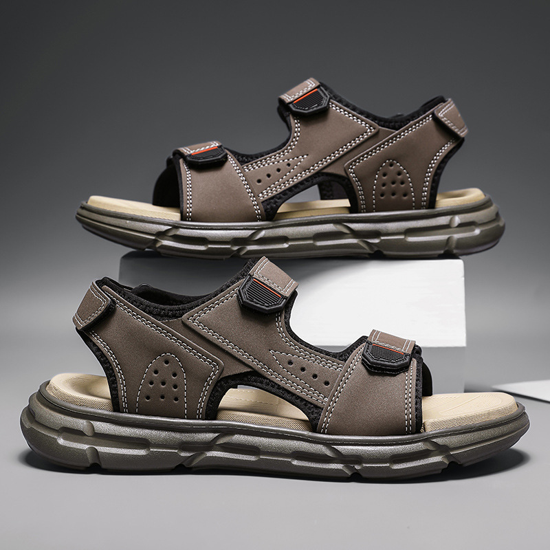 Men'S Shoes With Velcro - 남성용 여름 야외 샌들, 미끄럼 방지,
