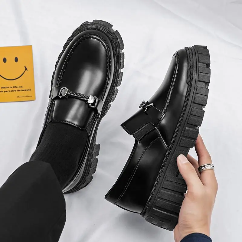 Men Shoes Prada - 플랫폼 남성 가죽 로퍼 신발 드레스