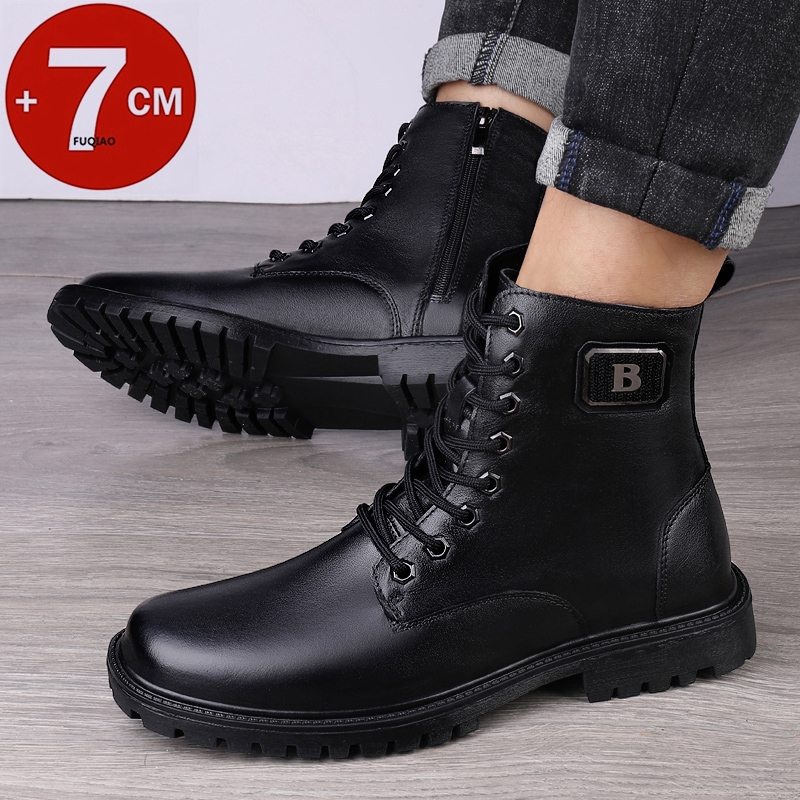 남성용 천연 가죽 키높이 부츠 겨울용 따뜻한 안감 지퍼 - Men'S Shoes To Increase Height 리뷰 및 가격