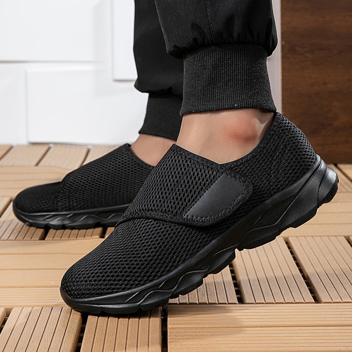새로운 남성용 통기성 메쉬 워킹화 조절 가능한 벨크로  - Men'S Shoes With Velcro 리뷰 및 가격