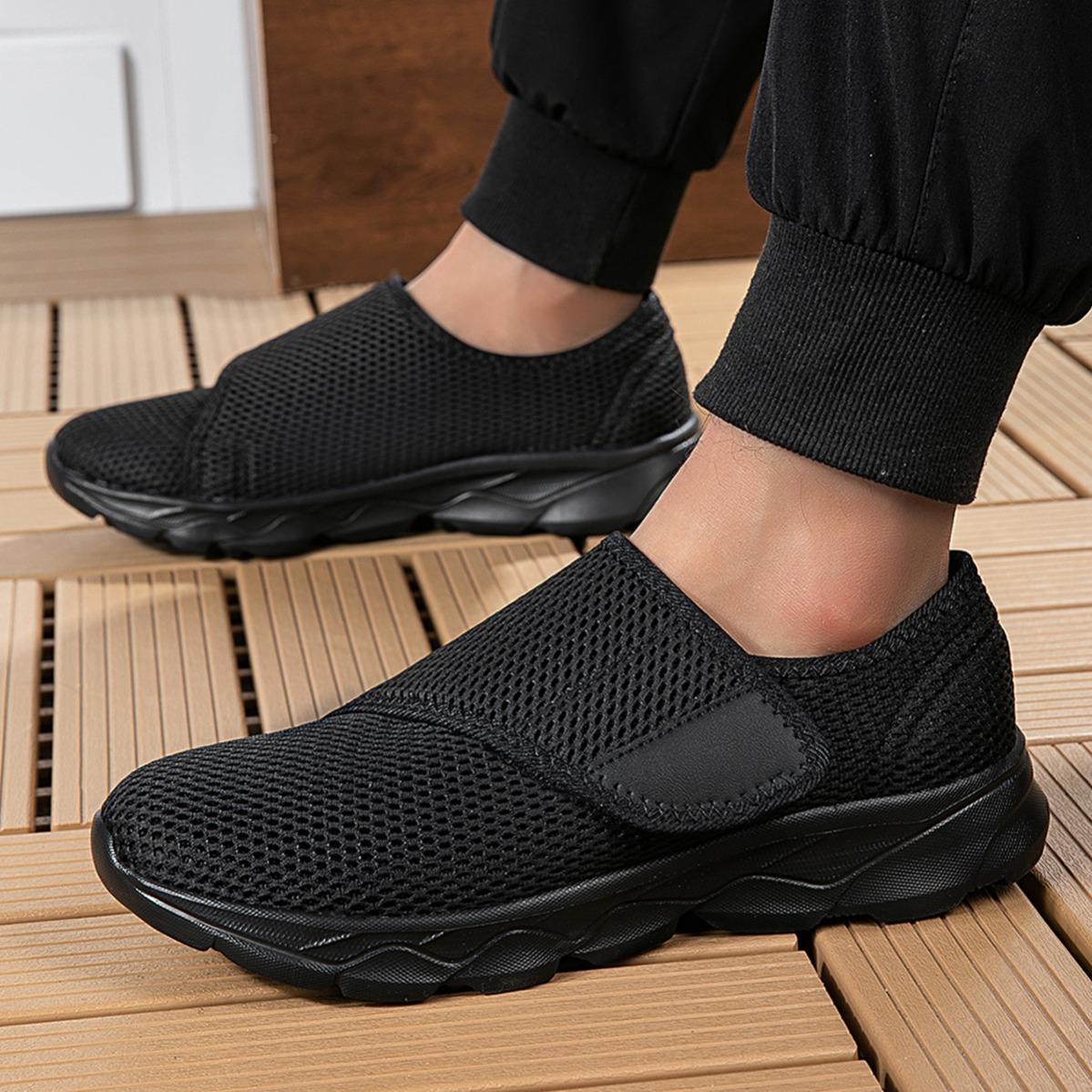 새로운 남성용 통기성 메쉬 워킹화 조절 가능한 벨크로  - Men'S Shoes With Velcro 리뷰 및 가격