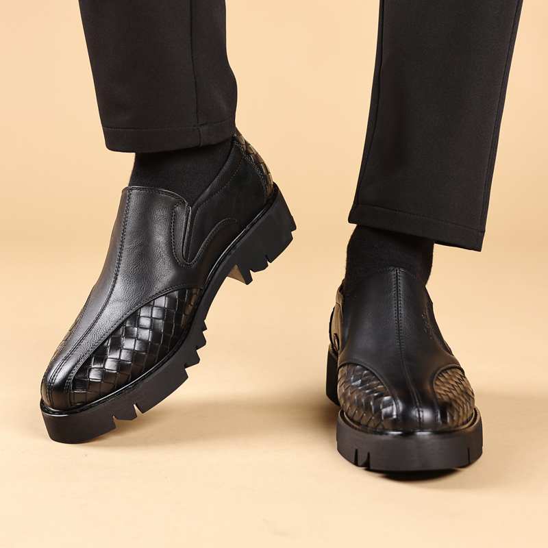 남성용 블랙 가죽 신발, 두꺼운 바닥 높이 증가 스타일 - Men Shoes Prada 리뷰 및 가격