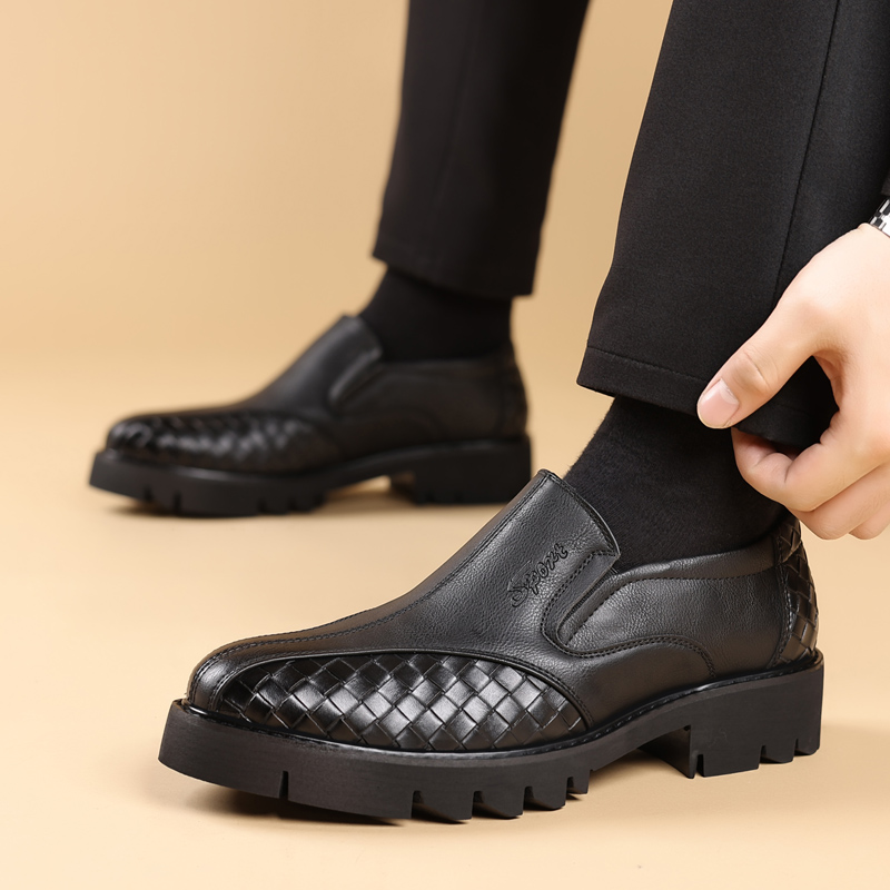 남성용 블랙 가죽 신발, 두꺼운 바닥 높이 증가 스타일 - Men Shoes Prada 리뷰 및 가격