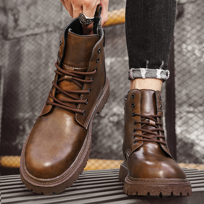 6cm 키높이 남성 부츠 가죽 야외 가을 겨울 신발 따 - Men'S Shoes To Increase Height 리뷰 및 가격