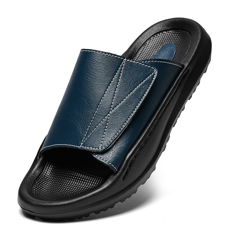 남성용 이지탑 가죽 슬라이드 슬리퍼, 조절 가능한 오픈 - Men'S Shoes With Velcro 리뷰 및 가격