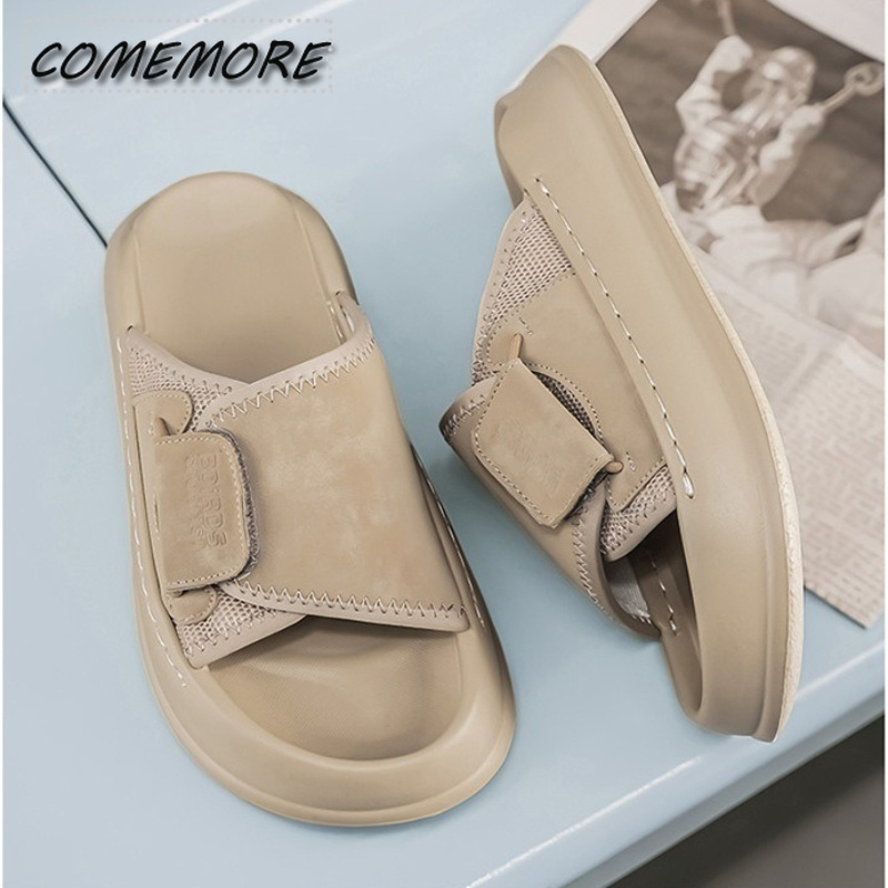 Comemore 남성용 두꺼운 밑창 실내 실외 슬리퍼  - Men'S Shoes With Velcro 리뷰 및 가격