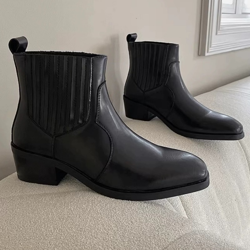 가을 겨울 블랙 가죽 신발 남성 웨스턴 부츠 5cm 키 - Men'S Shoes To Increase Height 리뷰 및 가격