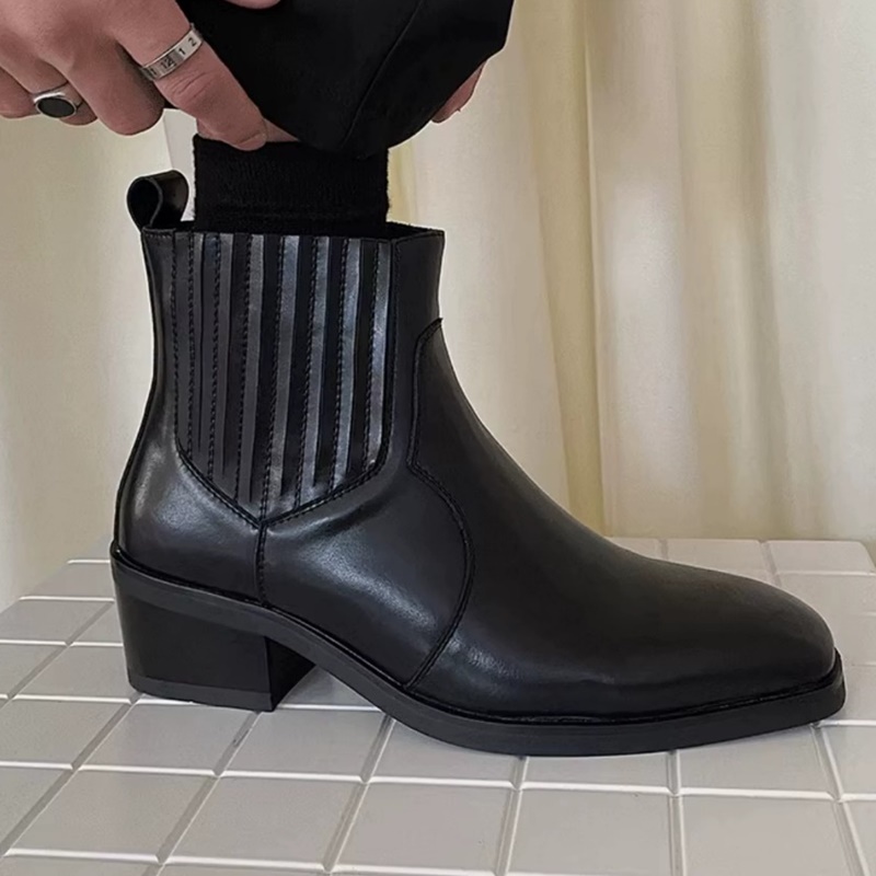 가을 겨울 블랙 가죽 신발 남성 웨스턴 부츠 5cm 키 - Men'S Shoes To Increase Height 리뷰 및 가격