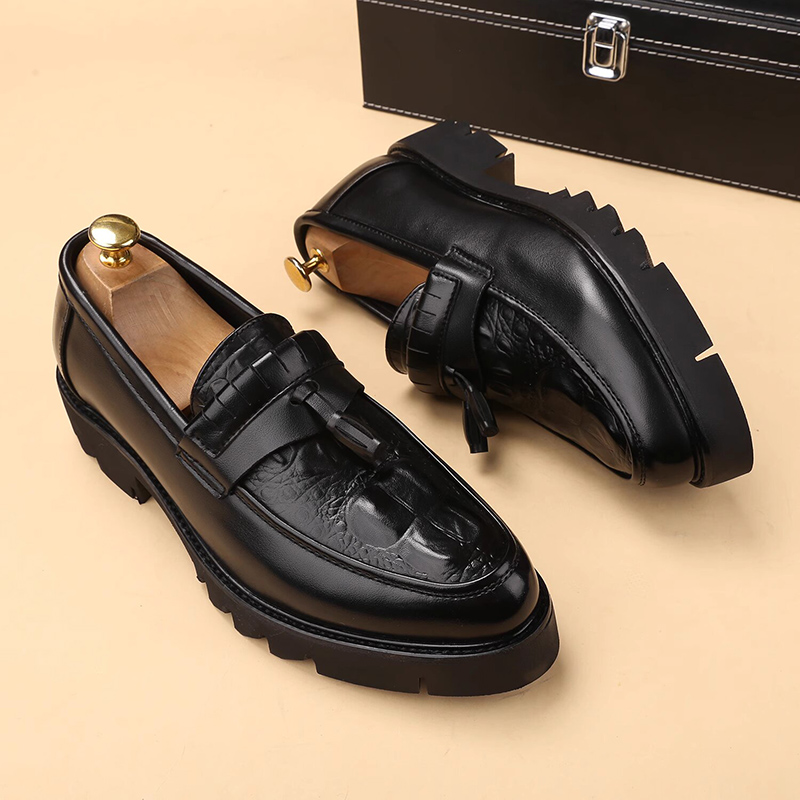 남성 캐주얼 오리지널 가죽 술 신발 블랙 세련된 플랫폼 - Men Shoes Prada 리뷰 및 가격