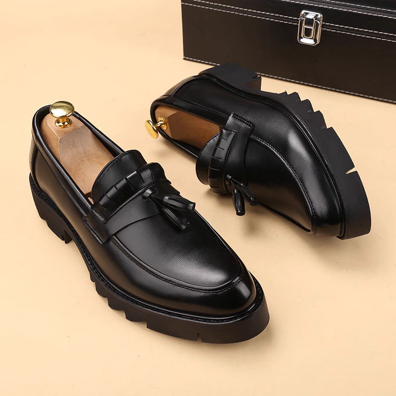남성 캐주얼 오리지널 가죽 술 신발 블랙 세련된 플랫폼 - Men Shoes Prada 리뷰 및 가격