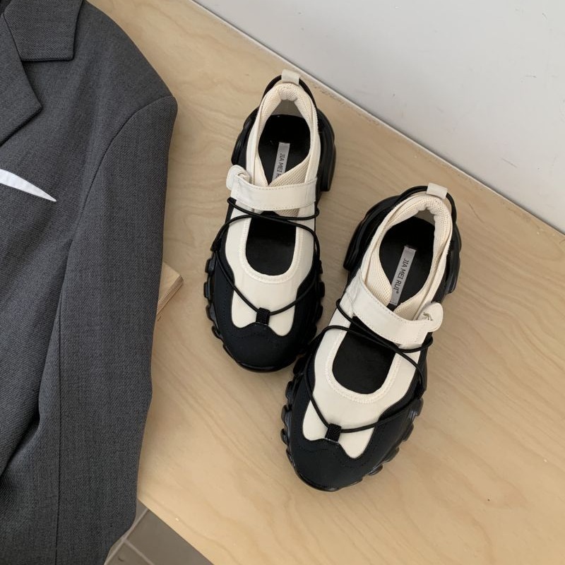 여성용 스포티한 청키 플랫폼 메리 제인 슈즈, 투톤 조 - Men'S Shoes With Velcro 리뷰 및 가격