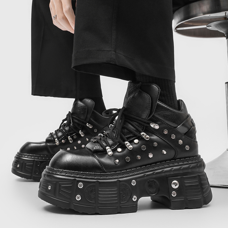 새로운 고딕 펑크 남성 플랫폼 신발 패션 블랙 가죽 청 - Men'S Shoes To Increase Height 리뷰 및 가격
