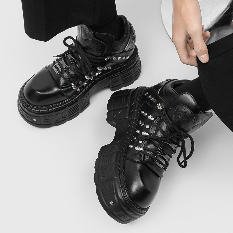 새로운 고딕 펑크 남성 플랫폼 신발 패션 블랙 가죽 청 - Men'S Shoes To Increase Height 리뷰 및 가격