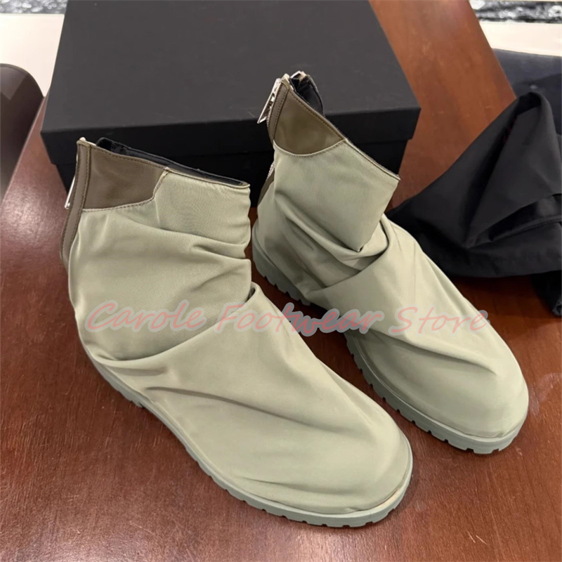 플리츠 나일론 천 하이탑 남성 앵클 부츠 청키 바닥 키 - Men'S Shoes To Increase Height 리뷰 및 가격
