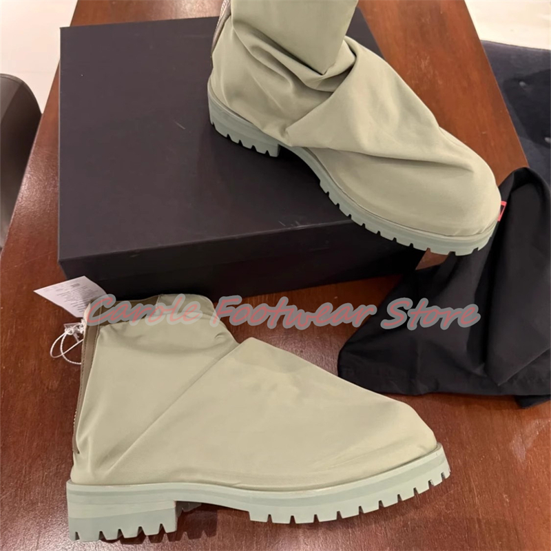 플리츠 나일론 천 하이탑 남성 앵클 부츠 청키 바닥 키 - Men'S Shoes To Increase Height 리뷰 및 가격