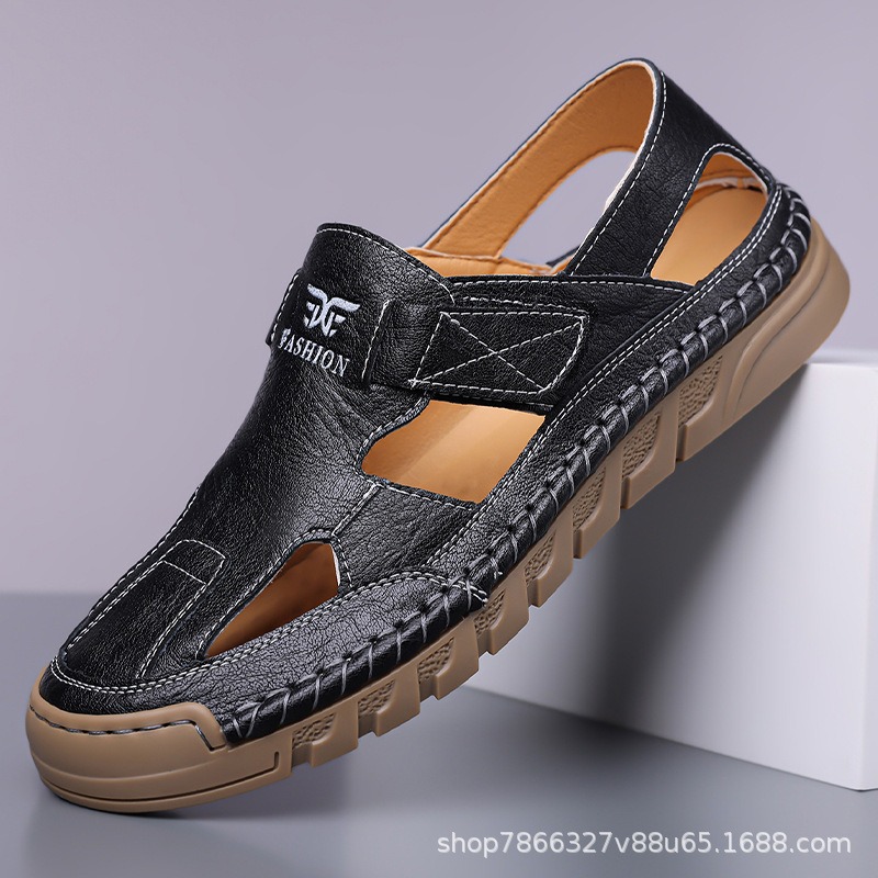 홀슈즈 남성 여름 신상 수제 온라인 캐주얼 통풍성 가죽 - Men'S Shoes With Velcro 리뷰 및 가격