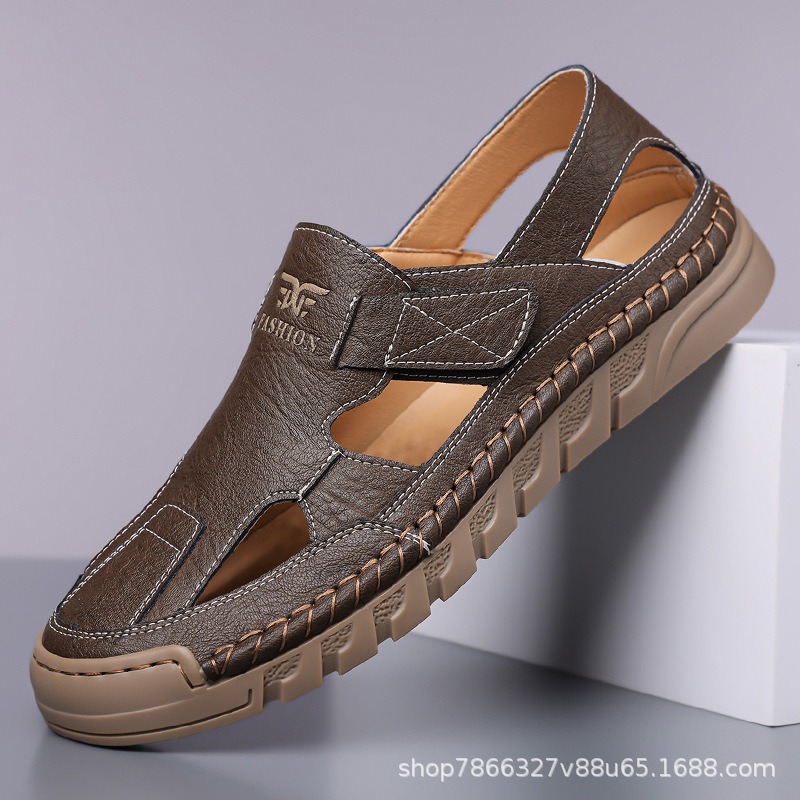 홀슈즈 남성 여름 신상 수제 온라인 캐주얼 통풍성 가죽 - Men'S Shoes With Velcro 리뷰 및 가격
