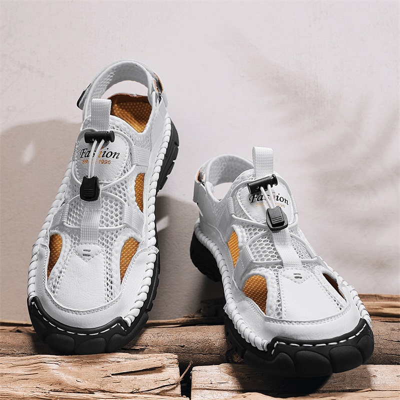 남성용 수제 심플 레터 프린트 샌들, 여름 해변 속이  - Men'S Shoes With Velcro 리뷰 및 가격