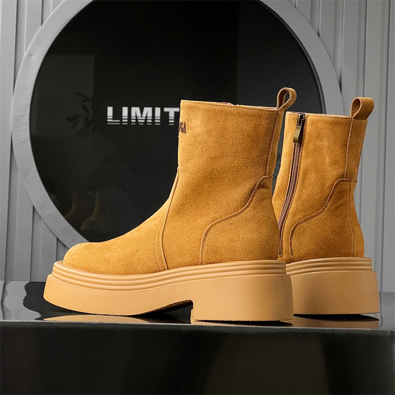 겨울 유럽 아메리카 레트로 두꺼운 밑창 측면 지퍼 키높 - Men'S Shoes To Increase Height 리뷰 및 가격