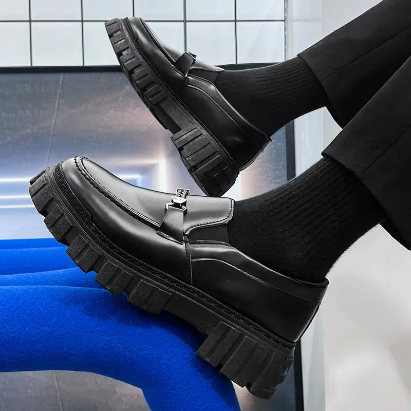 플랫폼 남성 가죽 로퍼 신발 드레스 비즈니스 정장 두꺼 - Men Shoes Prada 리뷰 및 가격